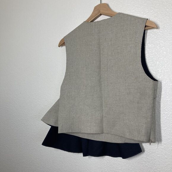 3.1 Phillip Lim Top Womens 4 Gray Peplum Sleeveless Modern Blouse Asymmetrical - Picture 12 of 16